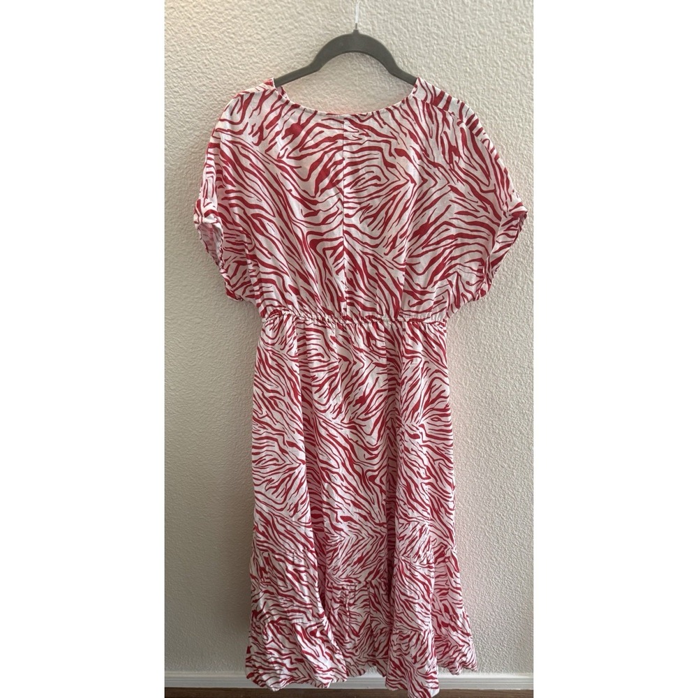 Villagalo 100% Linen Zebra Red Maxi Dress Lined Spanish EU40 (US6)‎ NWOT $248 - Picture 4 of 12